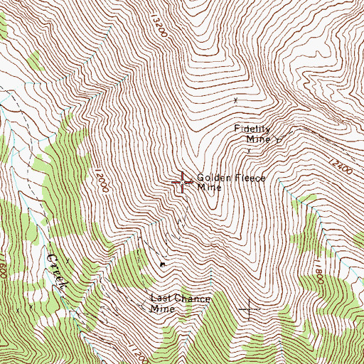 Topographic Map of Golden Fleece Mine, CO