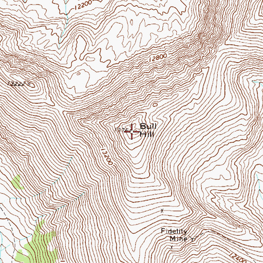 Topographic Map of Bull Hill, CO