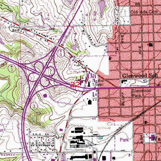 Topographic Map of Latta Junior High School, OK