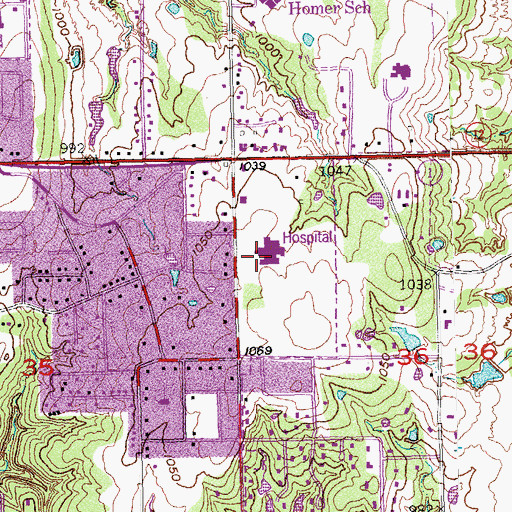Topographic Map of Valley View Regional Hospital, OK