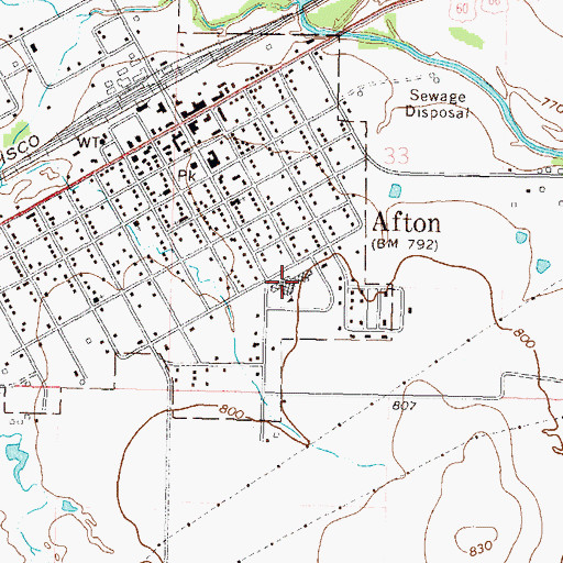 Topographic Map of Afton Elementary School, OK