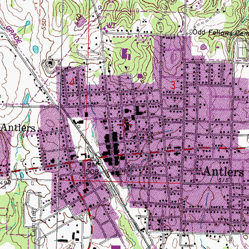 Topographic Map of Brantly Elementary School, OK