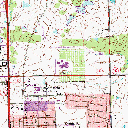 Topographic Map of Ardmore High School, OK
