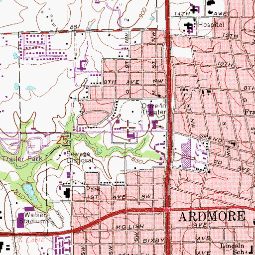 Topographic Map of Northwest Middle School, OK