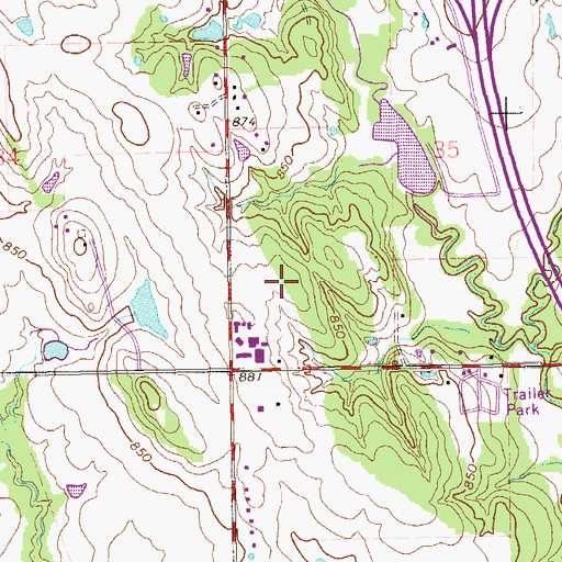 Topographic Map of Plainview Middle School, OK