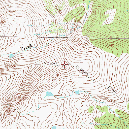 Topographic Map of Mount Elbert Trail, CO