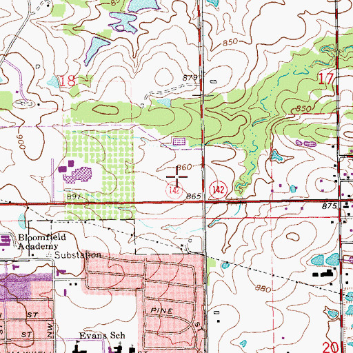 Topographic Map of Oak Hall Episcopal School, OK