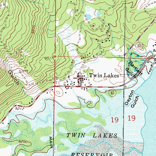 Topographic Map of Twin Lakes, CO