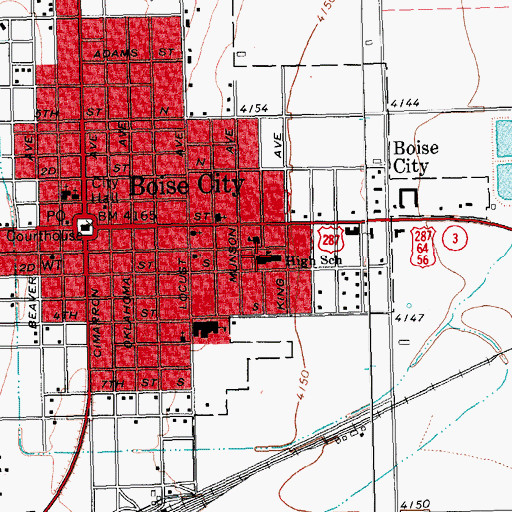 Topographic Map of Boise City High School, OK