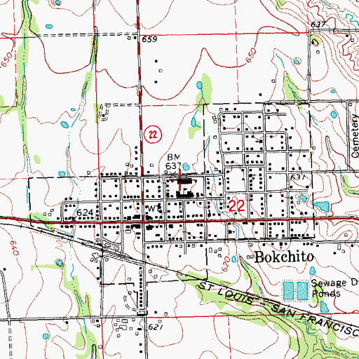 Topographic Map of Rock Creek High School, OK