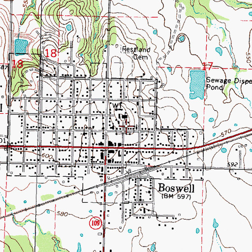 Topographic Map of Boswell Junior High School, OK