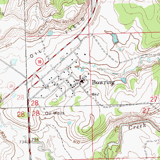 Topographic Map of Bowring Elementary School, OK