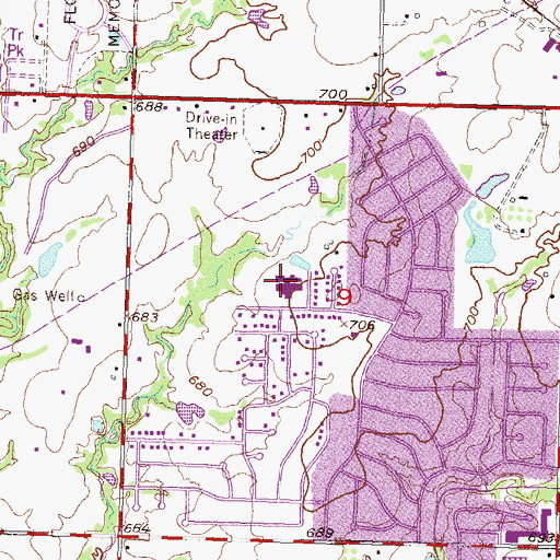 Topographic Map of Peters Elementary School, OK