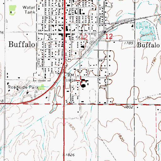 Topographic Map of Buffalo High School, OK