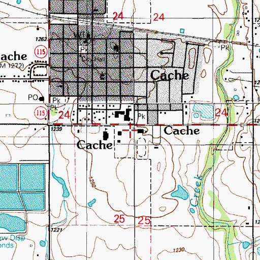 Topographic Map of Cache High School, OK