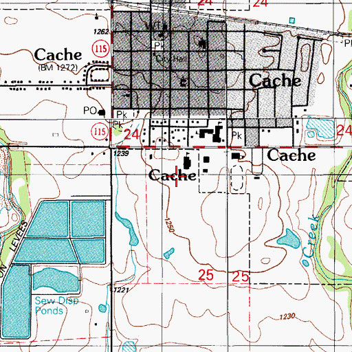 Topographic Map of Cache Intermediate School, OK