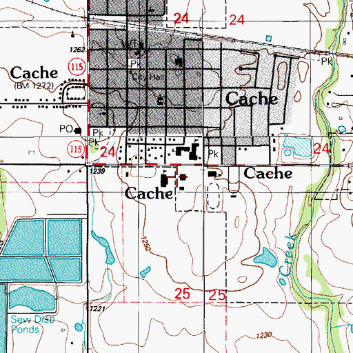 Topographic Map of Cache Middle School, OK