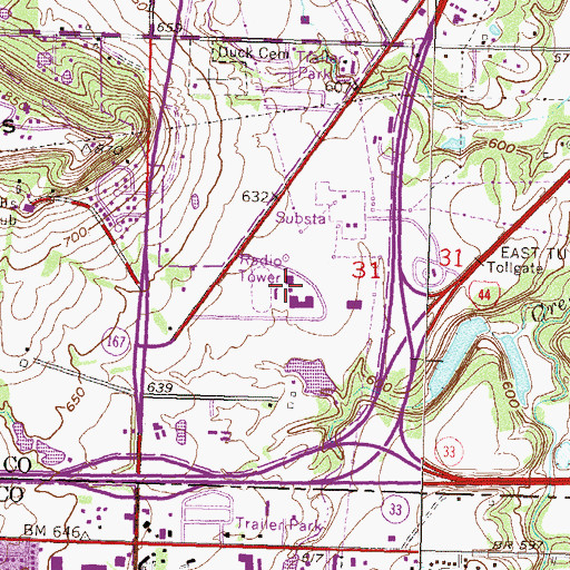 Topographic Map of Catoosa High School, OK