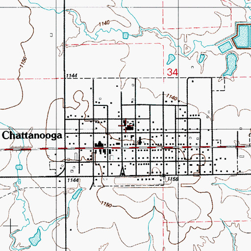 Topographic Map of Chattanooga High School, OK