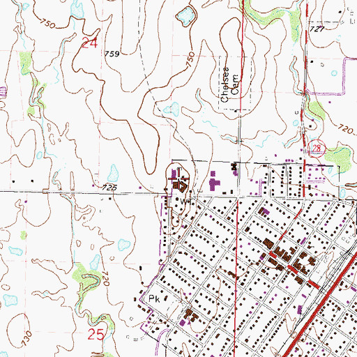 Topographic Map of Chelsea Middle School, OK
