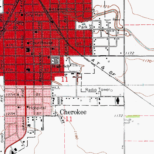 Topographic Map of Cherokee Elementary School, OK