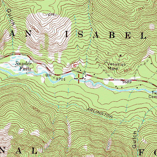 Topographic Map of Black Cloud Creek, CO