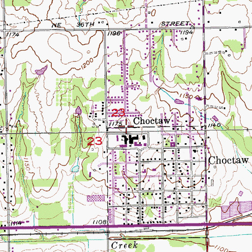 Topographic Map of Choctaw Middle School, OK