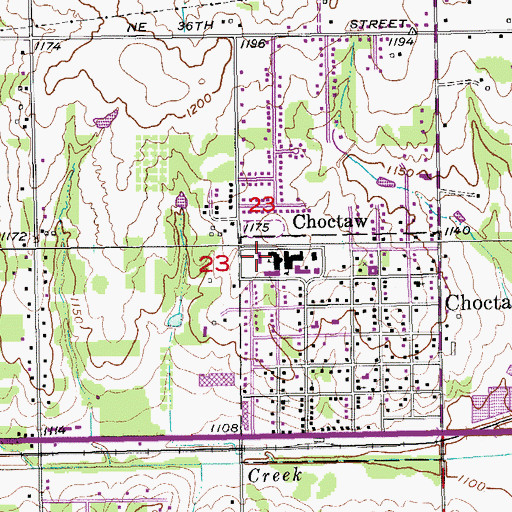 Topographic Map of Choctaw Elementary School, OK