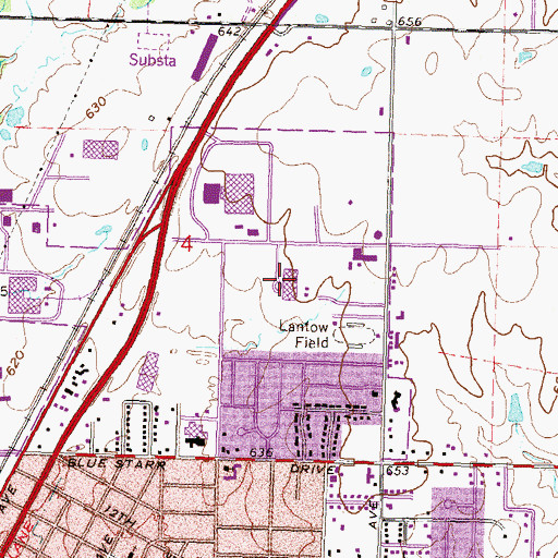 Topographic Map of Claremore High School, OK