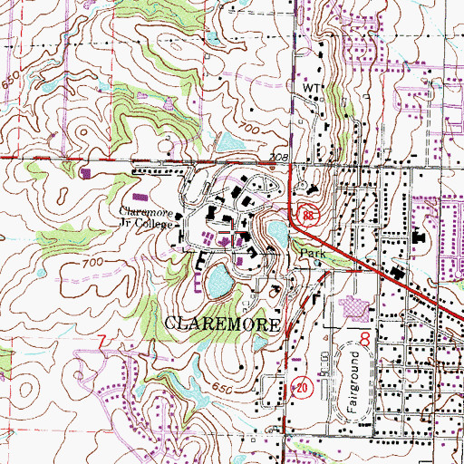 Topographic Map of Rogers State University, OK