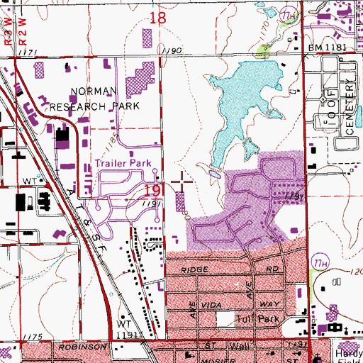 Topographic Map of Norman North High School, OK