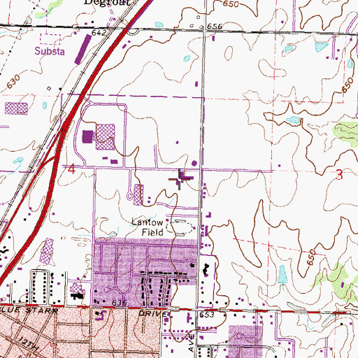 Topographic Map of Stuart Roosa Elementary School, OK