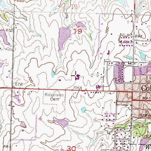 Topographic Map of Collinsville High School, OK