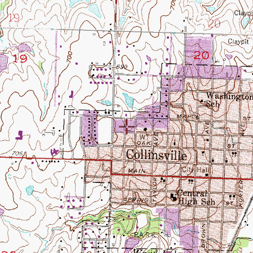Topographic Map of Wilson Elementary School, OK