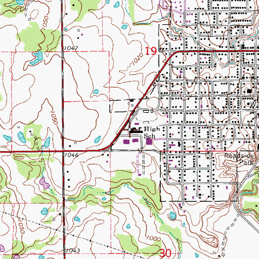Topographic Map of Comanche High School, OK