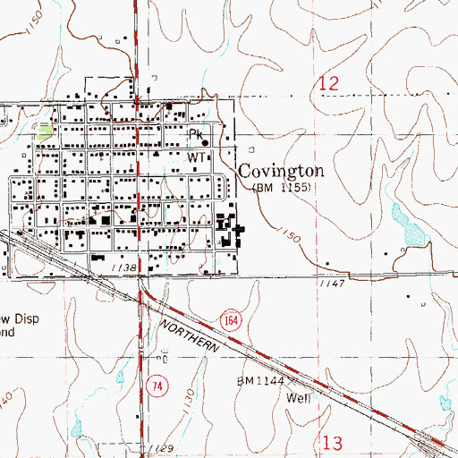Topographic Map of Covington - Douglas Elementary School, OK