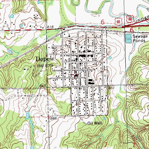 Topographic Map of Depew Elementary School, OK