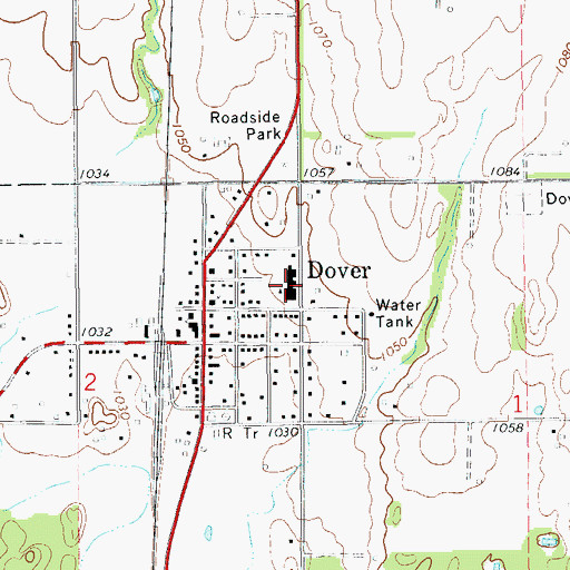 Topographic Map of Dover High School, OK