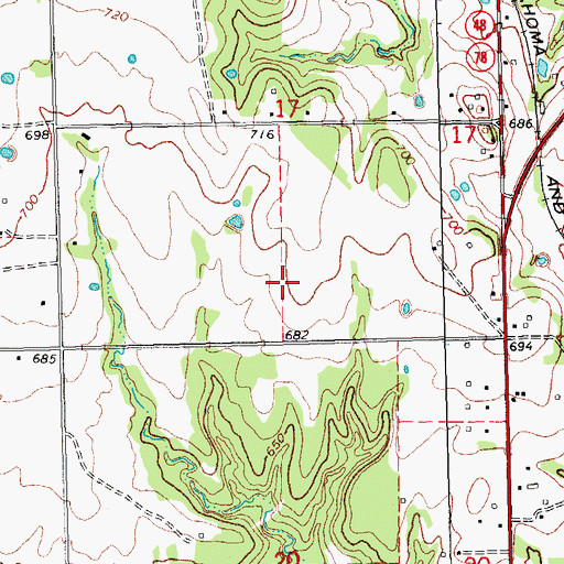 Topographic Map of Durant High School, OK