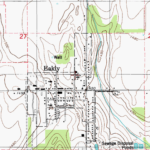 Topographic Map of Eakly Elementary School, OK