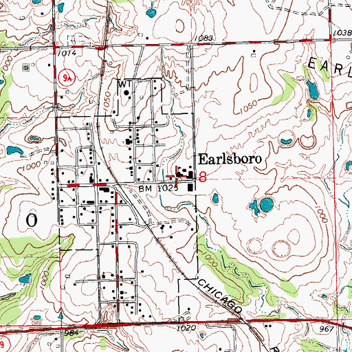 Topographic Map of Earlsboro Elementary School, OK