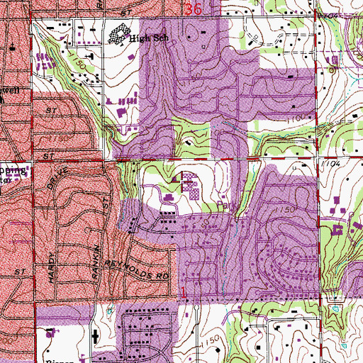 Topographic Map of Memorial High School, OK