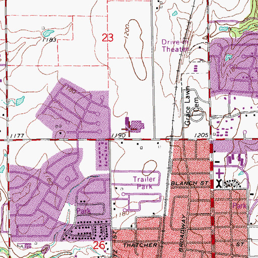 Topographic Map of Edmond North High School, OK
