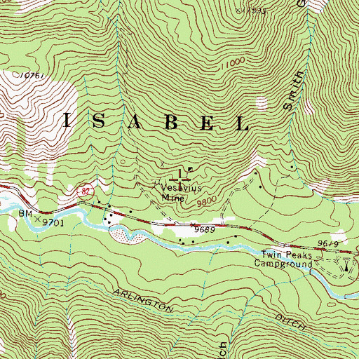 Topographic Map of Vesuvius Mine, CO