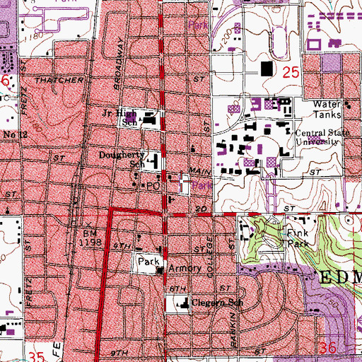 Topographic Map of Saint Marys School, OK