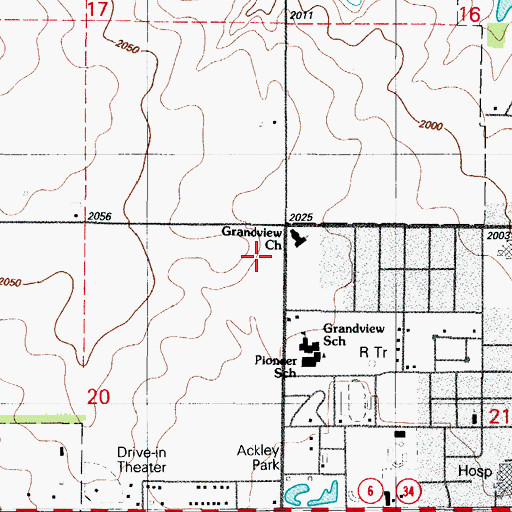 Topographic Map of Elk City High School, OK