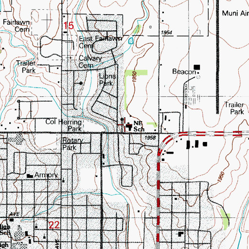 Topographic Map of Northeast Elementary School, OK