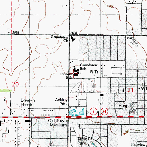 Topographic Map of Pioneer Elementary School, OK
