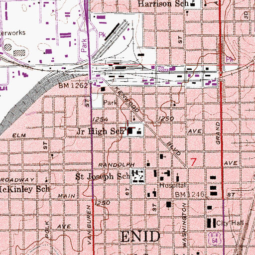 Topographic Map of Emerson Middle School, OK