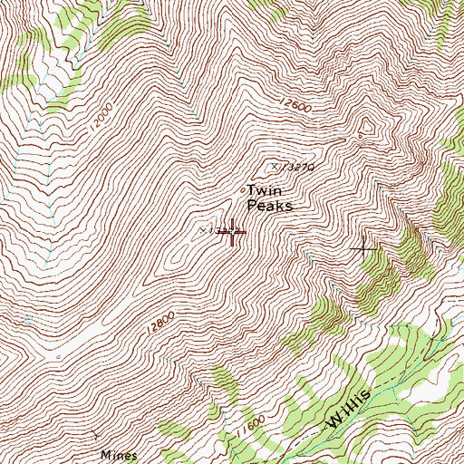 Topographic Map of Twin Peaks, CO